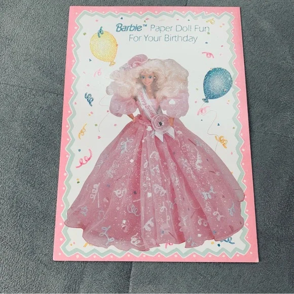 Vintage Barbie Paper Doll Birthday Card Cutout Outfits 1991 by Gibson Cards - Picture 2 of 11
